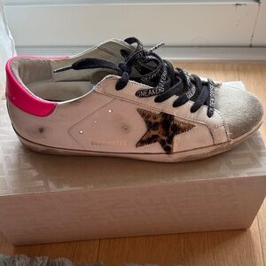 Golden Goose Sneakers with Pink and Leopard Accents